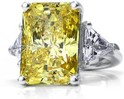 Radiant Emerald Cut Canary Cubic Zirconia Trillion Ring